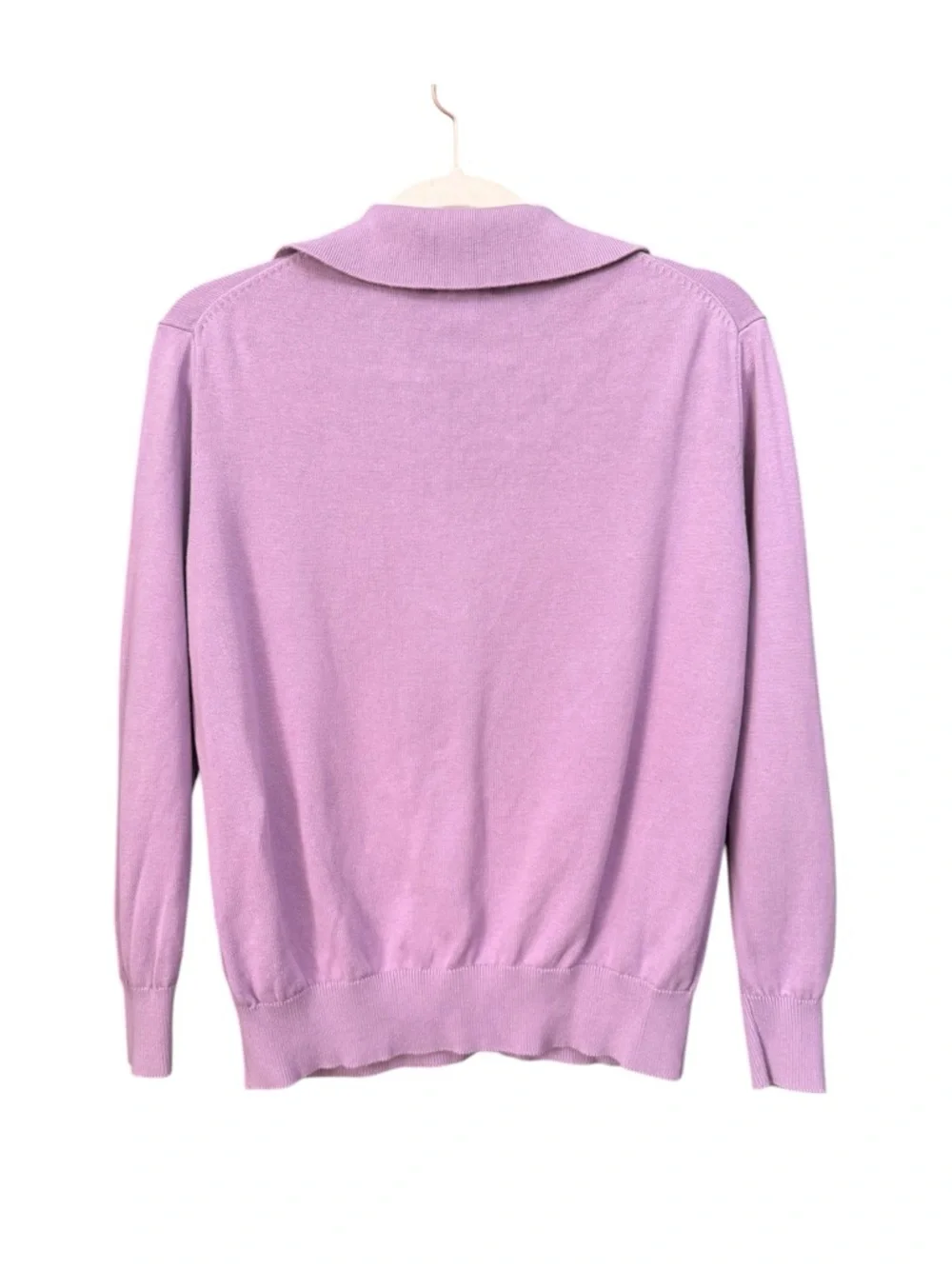 Pact Women's Lavender Polo Collar Organic Cotton Sweater Size Small